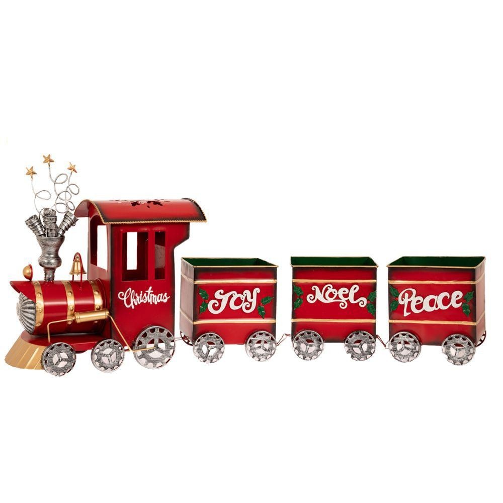 TRENO IN METALLO ROSSO CON VAGONI 98X18X41CM